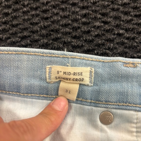 Madewell 9 High Rise Skinny Crop Jeans Light Wash Women Size 31 - Picture 3 of 9